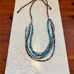 Multi-Strand Blue and Silver Necklace